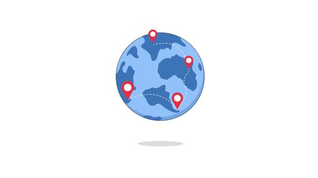 Animated Airplane Flying Between Locations on a Globe 