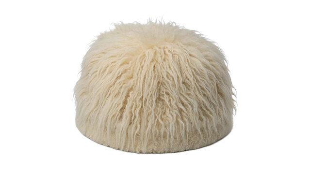 Traditional white fuzzy wool papakha hat headwear accessory isolated on a transparent background