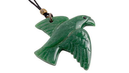 Beautiful green jade stone carved bird figurine ornament isolated on a transparent background © golos-png