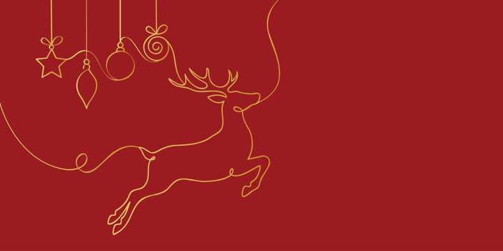 Abstract Christmas stag line art sketch for screen printing or laser cutting