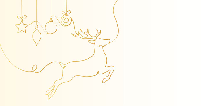 Sleek Nordic style golden single line reindeer drawing for modern home accent