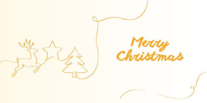 Minimalist holiday Rudolph continuous line drawing isolated vector graphic