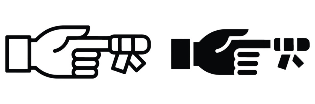 Hand with string tied around finger icon vector. Memory reminder, don't forget task, remember schedule, and note notification symbol. Pointing hand gesture sign for stock illustration.

