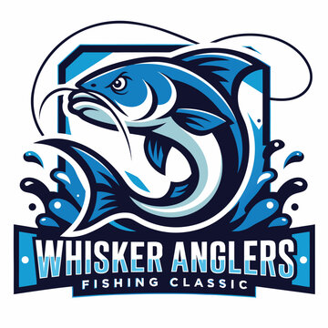 Whisker Anglers Catfish Fishing Classic Logo Illustration