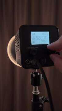 Adjusting brightness on professional LED video light controller