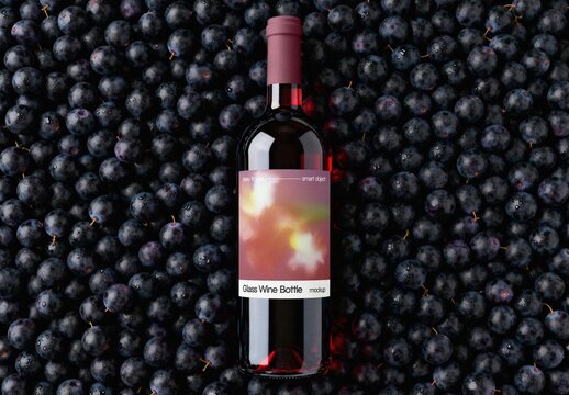 Red Wine Bottle Mockup For Product And Branding Design