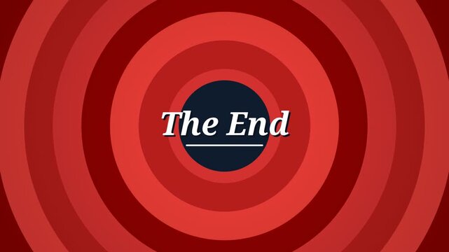 The End title card animation, flat vector cinematic closing screen motion graphic