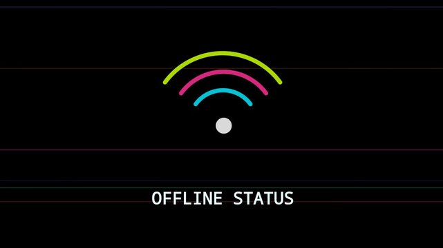 Offline status glitch animation, flat vector UI disconnected error interface motion graphic