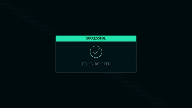 Files deleted notification animation, flat vector UI trash bin error screen motion graphic