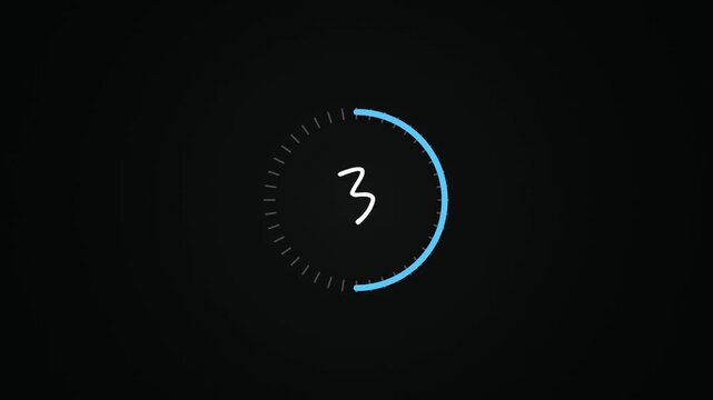 Countdown timer ring animation, flat vector circular clock UI motion graphic