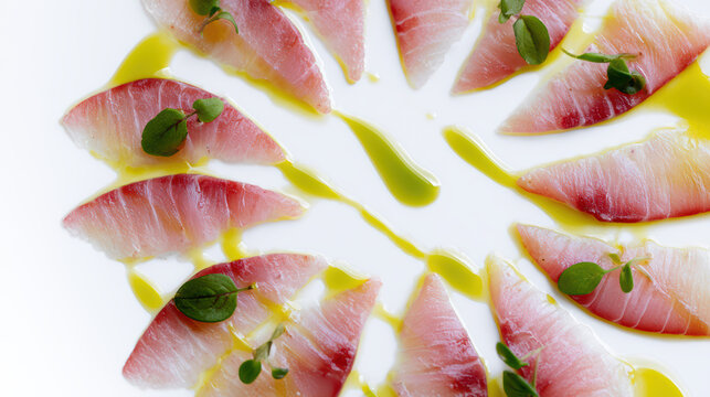transparency in cell-cultured yellowtail kingfish crudo dish