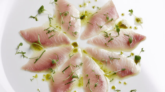 transparent cell-cultured yellowtail kingfish crudo image