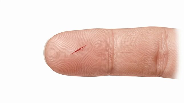 Minor paper cut on a person fingertip