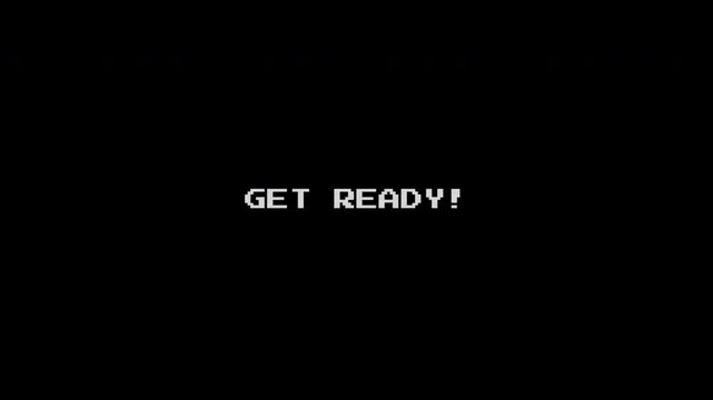 Retro 8bit Get Ready Pixel Text with Glitch Animation