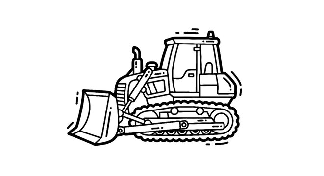 Heavy duty bulldozer construction equipment illustration.
