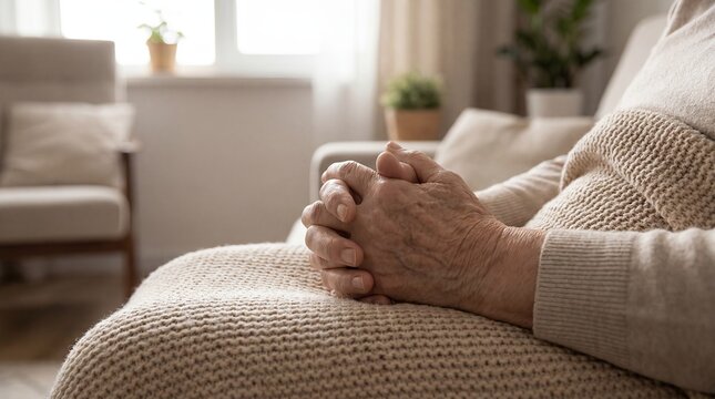 people care support human natural light falling peaceful hands connection shows natural light falling peaceful folded lap and conveys human connection and practical care for health communication