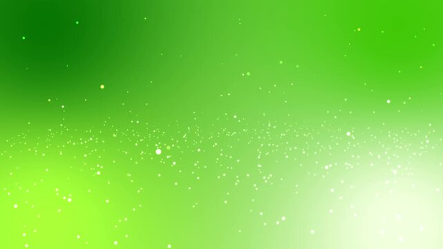 Vibrant abstract gradient background in monochromatic shades of green chartreuse and mint with floating glowing particle dust and sparkling lights for organic design projects