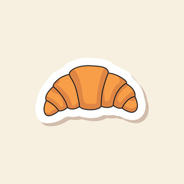 French croissant pastry sticker with bakery breakfast food icon