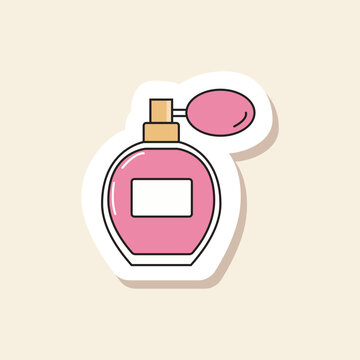 French perfume bottle sticker with elegant cosmetic fragrance icon