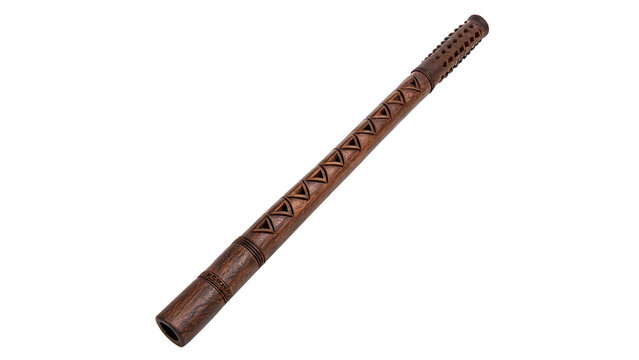 Traditional old wooden mace club weapon stick isolated on a transparent background
