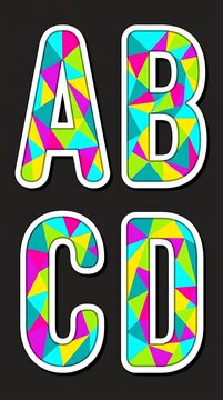 Colorful alphabet letters, multicolored typography, decorative font, vibrant ABCs, graphic design elements