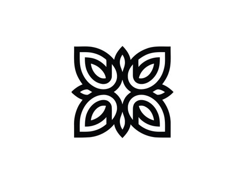Four Petal Floral Monogram with Interlocking Curves for Elegant Beauty Natural Wellness Brand Identity