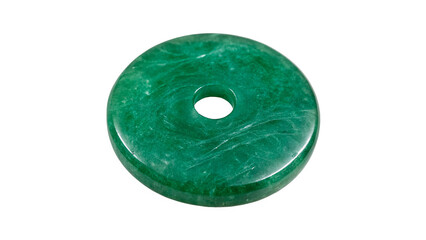 Beautiful round green jade stone donut shape amulet isolated on a transparent background © Lobov