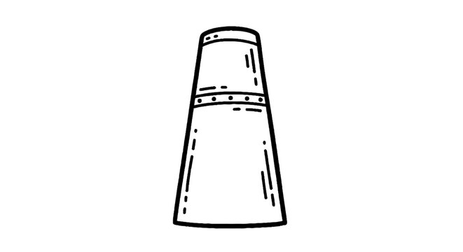 Simple black and white salt shaker illustration.