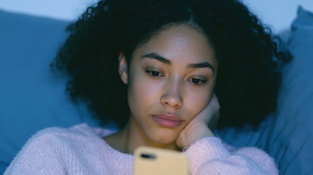 Sad light Brown zoomer is addicted to their phone, social media and online accounts in general