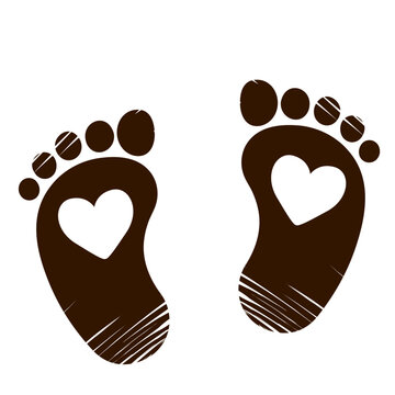 Cute vector illustration featuring a pair of baby footprints with heart cutouts. Perfect for newborn announcements, baby showers, pregnancy, parenting, adoption, nursery decoration and family themed p