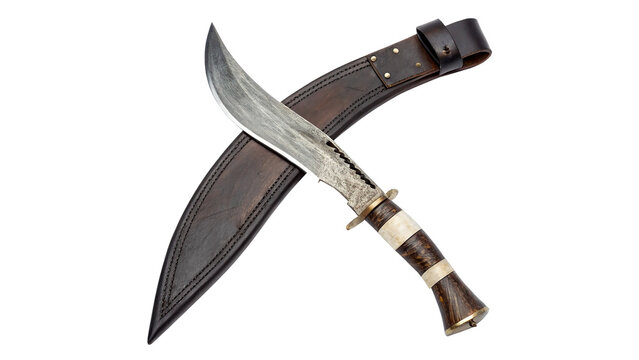 Ancient medieval warrior steel combat dagger knife weapon isolated on a transparent background