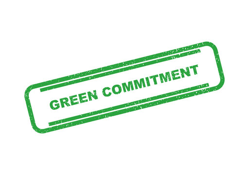 Green commitment rubber stamp seal with text in a rectangular frame