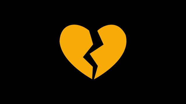 broken hart vector glowing video concept.4k motion graphics video animation