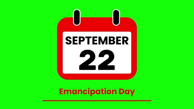 Animated Calendar Flipping to September 22 Emancipation Day Event Countdown on green screen.