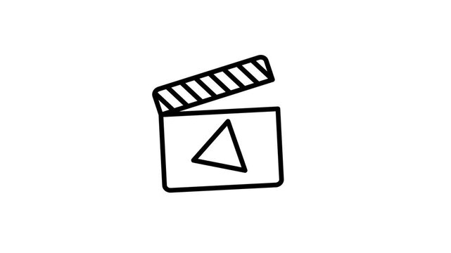 Film movie clapperboard animated icon for cinema, movie, motion picture, broadcast, streaming, entertainment, video, media technology production. 4K video with alpha channel