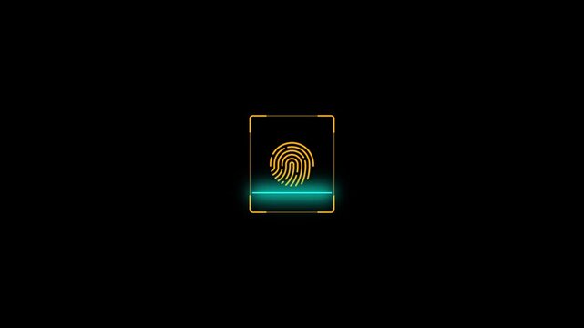 Scanner icon animation isolated scanner neon shine icon animation.fingerprint biometric scanning animation.Biometric scanning.Motion graphics of verified concept,4k quality fingerprint icon animation