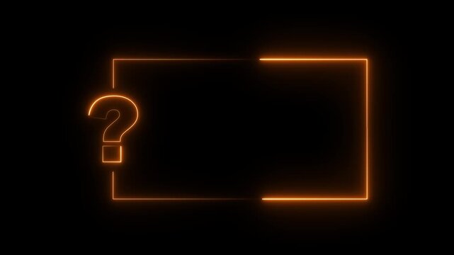 Question mark neon sign light on black background with copy space for faq and quiz. cyan neon question mark frame for quizzes and FAQs.4k motion graphics video animation