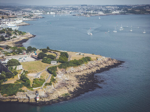 Drone Image Of Royal William Yard From Mount Edgecumbe, Cornwall