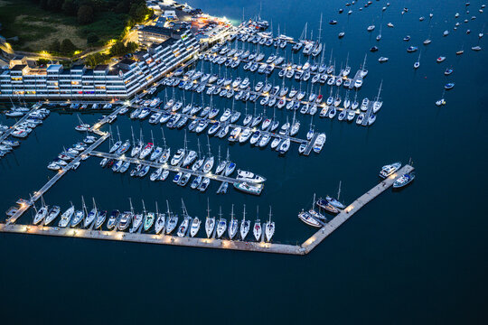 Drone Image Of The Royal William Yard & Marina In Plymouth At Night