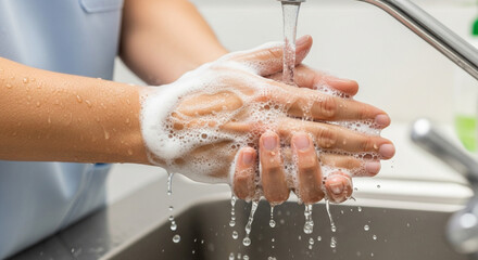 Fototapeta premium Hygiene Hands Washing Soap Water