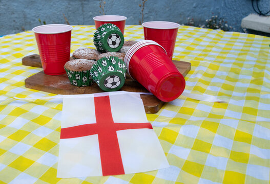England Football Party with Cakes, Bunting and Match Day Celebrations