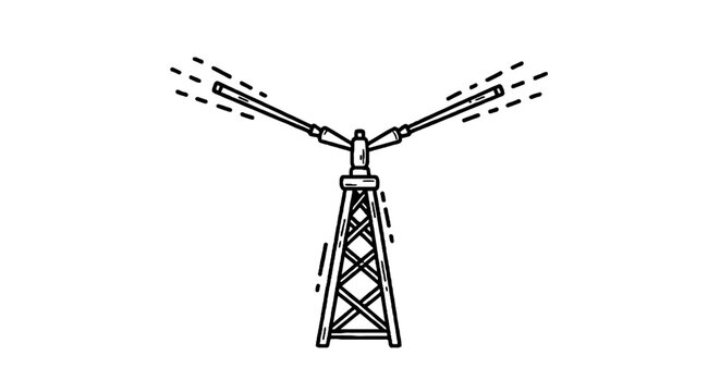 Oil derrick silhouette with pumping mechanism.