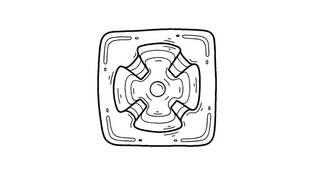 Detailed Line Art of a Ceiling Fan Design.