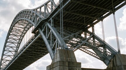 Fototapeta premium Black and white steel bridge structure