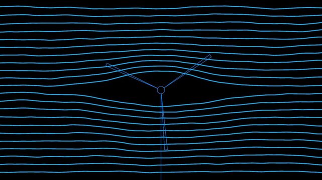 Wind Turbine Airflow Simulation HUD, Abstract Wind Energy Infographic Grid Element, Clean Power Telemetry Loop, 1920x1080