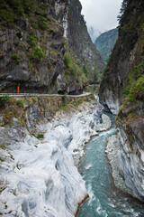 Naklejka premium Taroko Gorge Road Above Marble River Taiwan