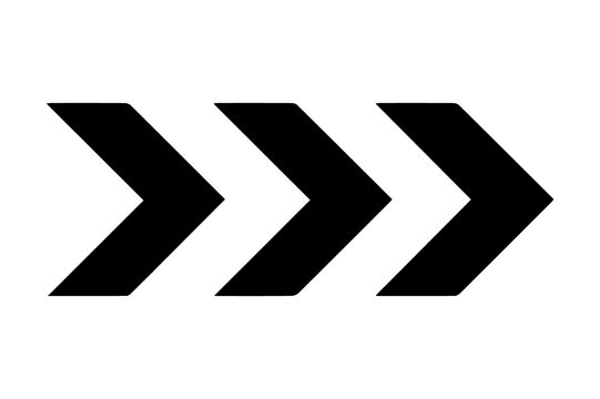 Triple arrow forward icon gradient metallic chevron direction symbol modern minimal design isolated png