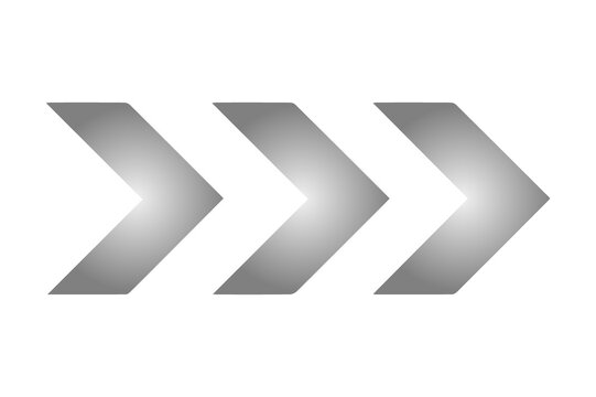 Triple arrow forward icon gradient metallic chevron direction symbol modern minimal design isolated png