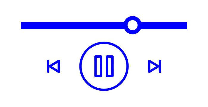 Media player control interface red line progress bar pause button skip icons minimalist ui design icon set for app and web png
