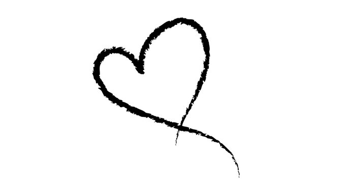 Hand drawn heart line sketch romantic love symbol minimalist valentine illustration for wedding card design